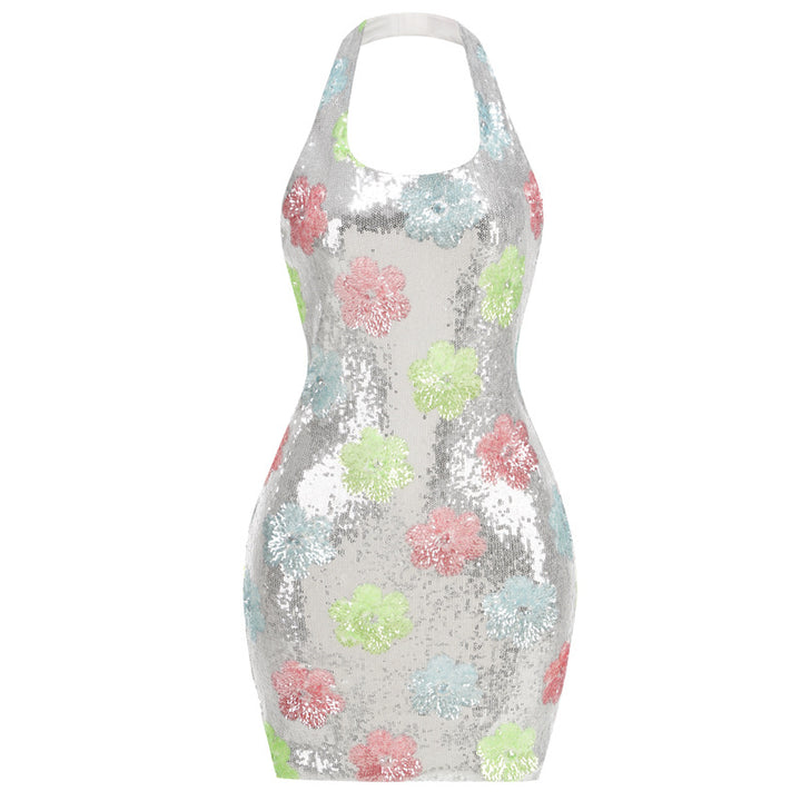 Oriana Embellished Floral Sequin  Mini Dress - Hot fashionista