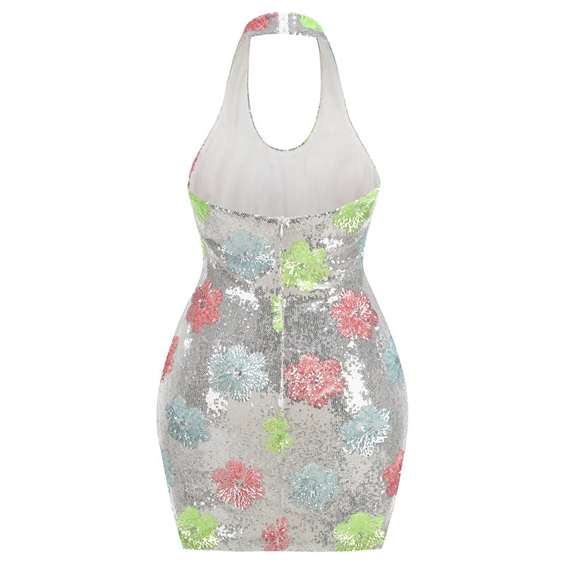 Oriana Embellished Floral Sequin  Mini Dress - Hot fashionista