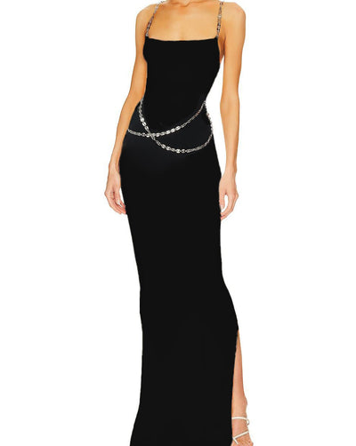 Hot Fashionista Paige Strappy Chain Detail Maxi Dress