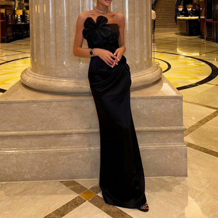 Paloma Strapless Floral Detail Maxi Velvet Dress - Hot fashionista