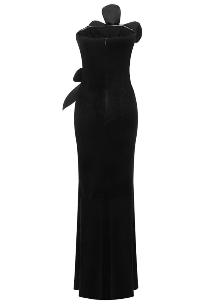 Paloma Strapless Floral Detail Maxi Velvet Dress - Hot fashionista
