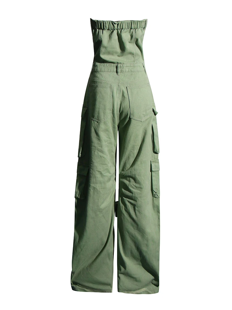 Portia Strapless Cargo Denim Jumpsuit - Hot fashionista