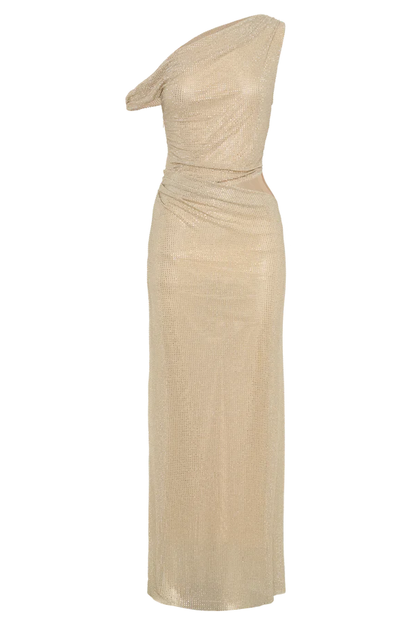 Raya-Mae One Shoulder Rhinestone Maxi  Dress - Hot fashionista