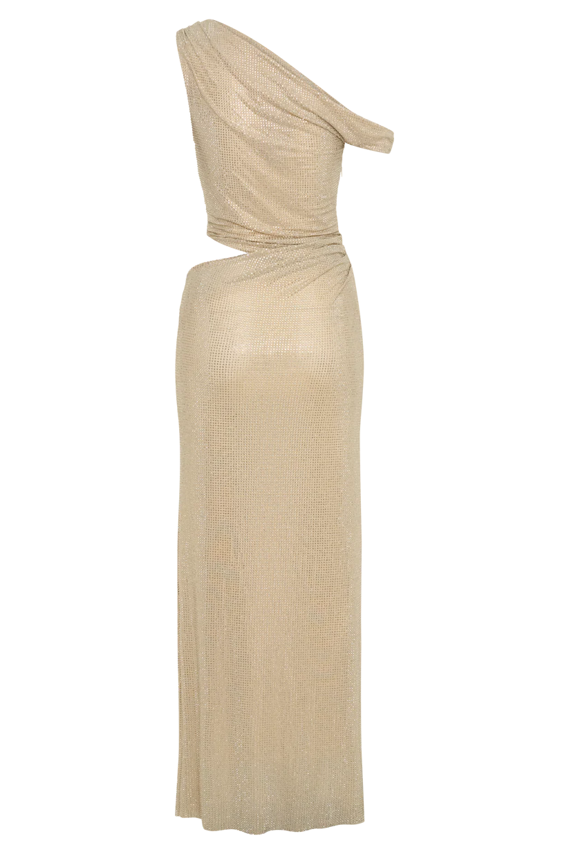 Raya-Mae One Shoulder Rhinestone Maxi  Dress - Hot fashionista