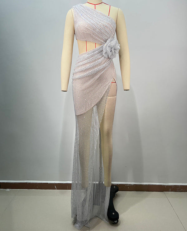 Reverie One Shoulder Floral Detail Maxi Dress - Hot fashionista