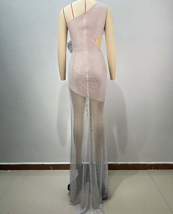 Reverie One Shoulder Floral Detail Maxi Dress - Hot fashionista