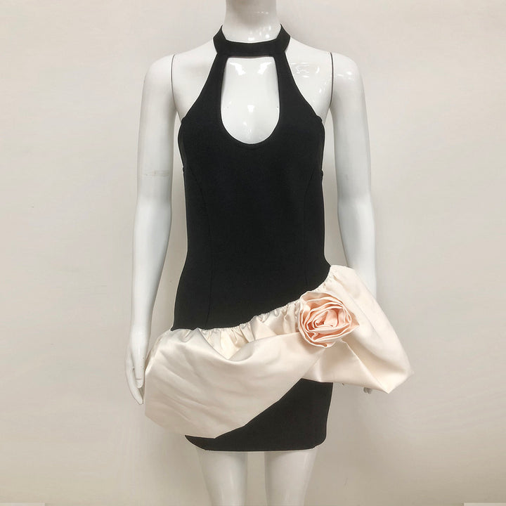 Salem Contrast Rose Mini Dress - Hot fashionista