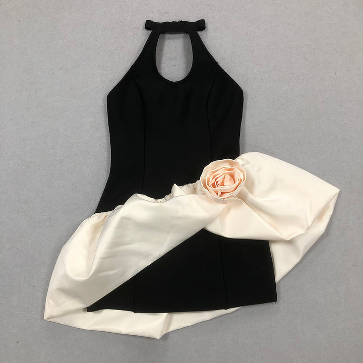 Salem Contrast Rose Mini Dress - Hot fashionista