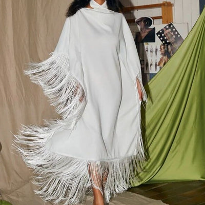 Hot Fashionista Sally Cricross Fringe Kaftan Midi Dress