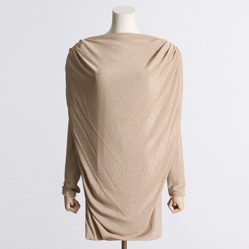Selene Long Sleeve Cowl Neck Glitter Sequin Mini Dress - Hot fashionista