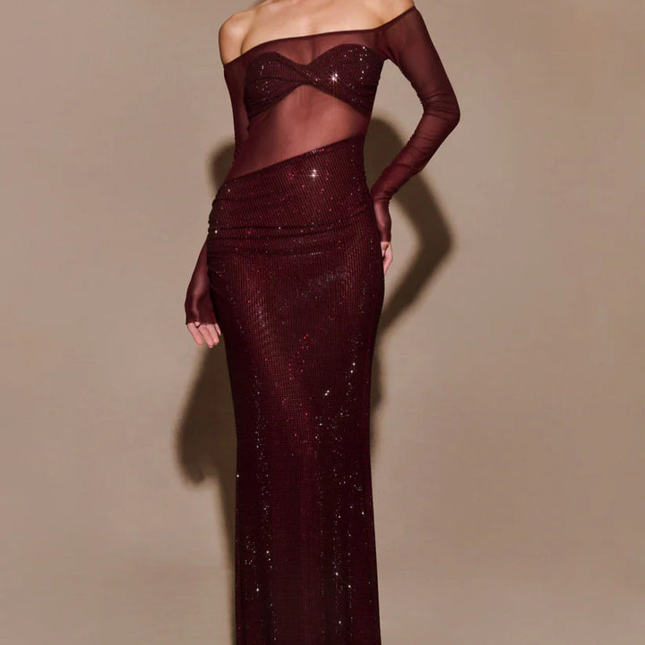 Shiloh Diamante Off Shoulder Maxi Dress - Hot fashionista