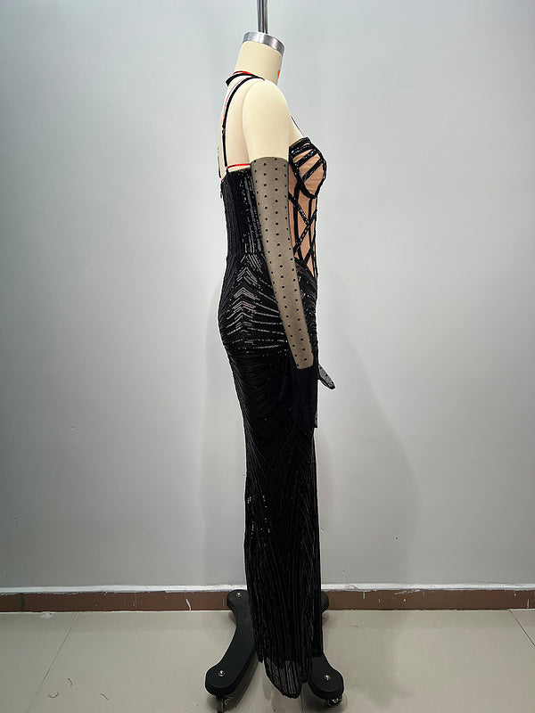 Steph Strapless Glitter Beaded Maxi Dress - Hot fashionista