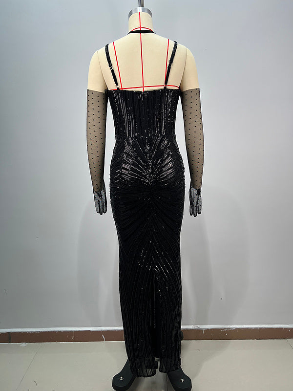 Steph Strapless Glitter Beaded Maxi Dress - Hot fashionista