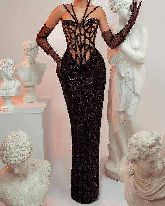 Steph Strapless Glitter Beaded Maxi Dress - Hot fashionista