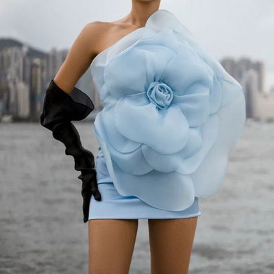 Hot Fashionista Suzie Strapless Big 3D Flower Applique Mini Dress