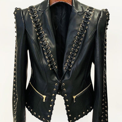 Hot Fashionista Teddy Long Sleeve Drawstring Leather Jacket