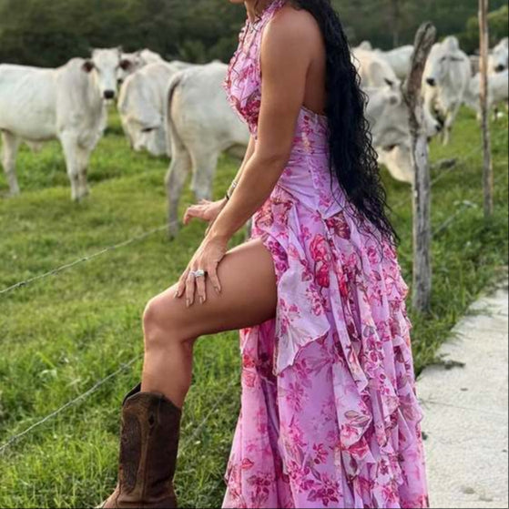 Tori Floral Haze Stretch Tulle Maxi Dress - Hot fashionista