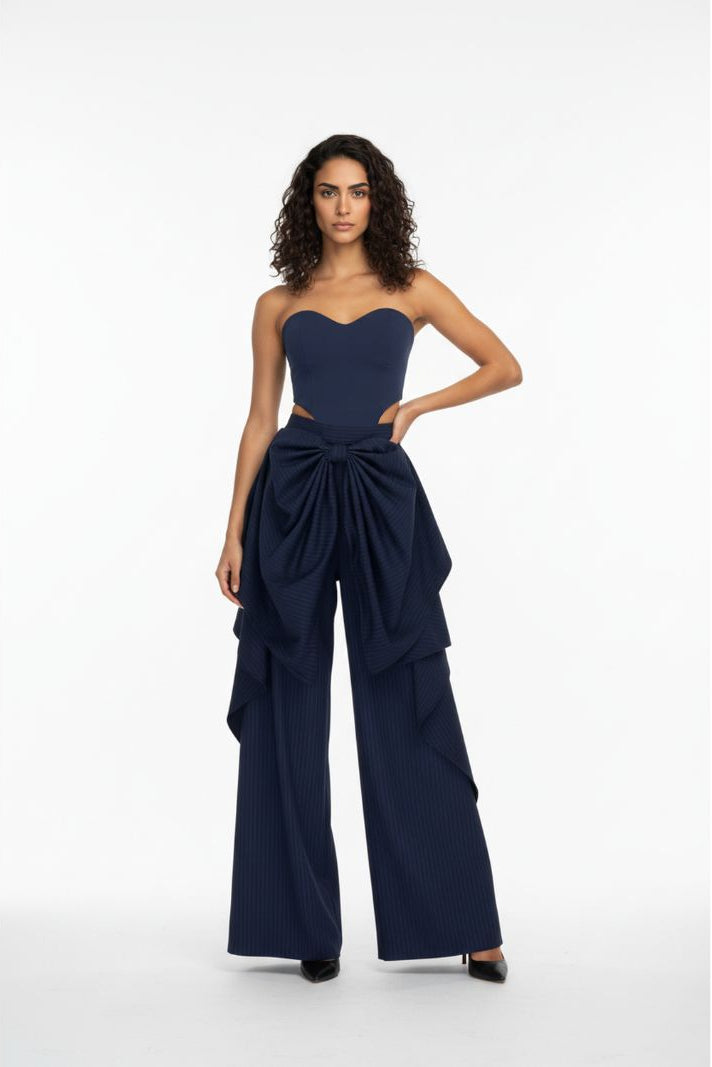 Sabrina Sweetheart Tube Big Bow Stripes Jumpsuit - Hot fashionista