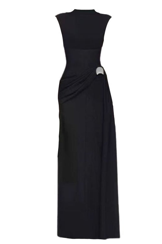 Fiona Cinched Waist Pleated Woven Maxi Dress