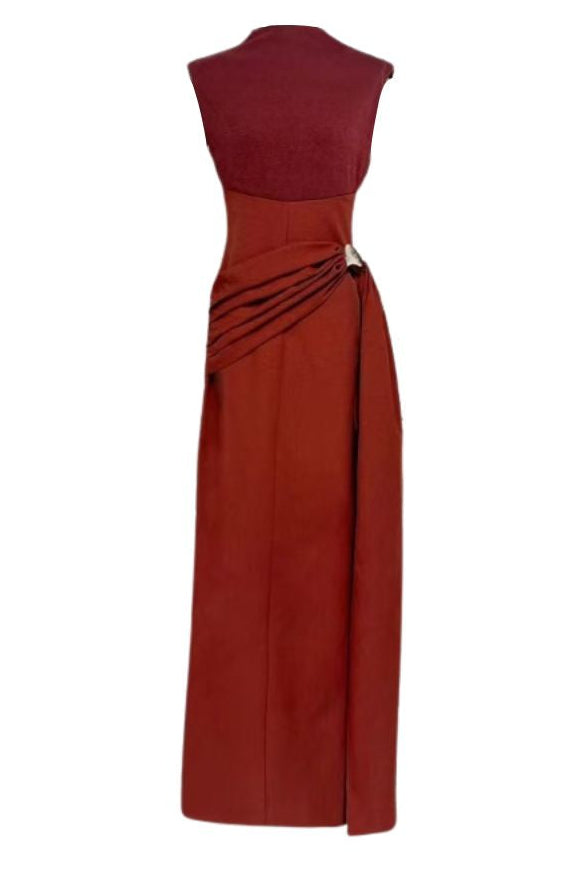 Fiona Cinched Waist Pleated Woven Maxi Dress
