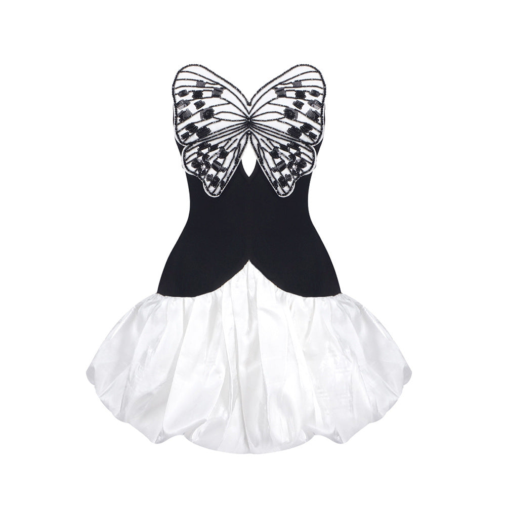 Valencia Strapless Butterfly Puff Dress - Hot fashionista