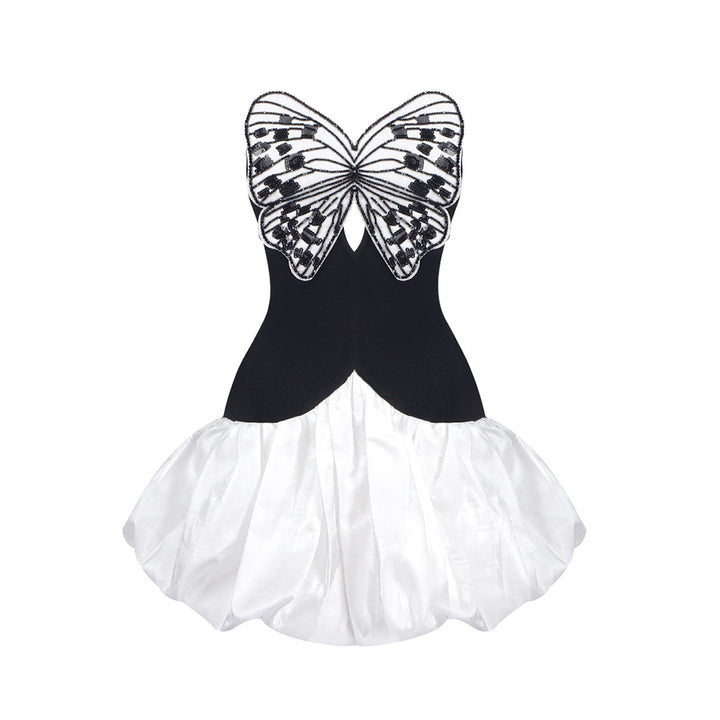 Valencia Strapless Butterfly Puff Dress - Hot fashionista