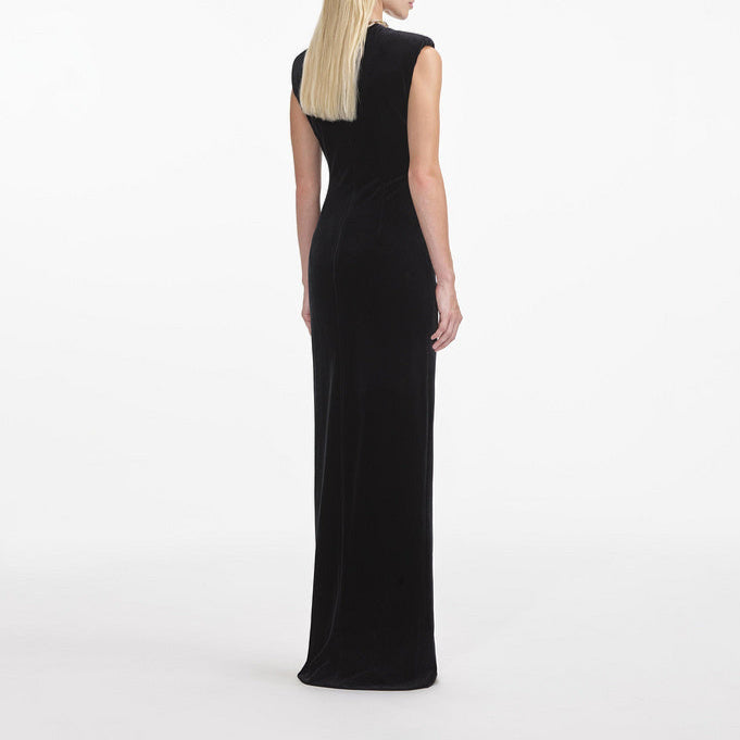 Vega Crystal Chain Maxi Velvet Dress - Hot fashionista