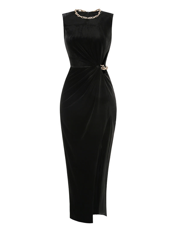Vega Crystal Chain Maxi Velvet Dress - Hot fashionista