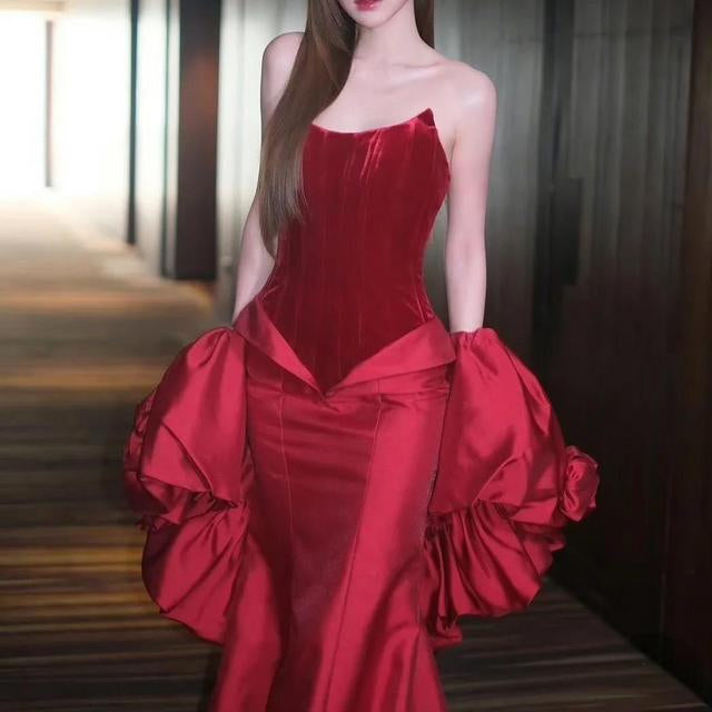 Vesper Strapless Floral Puff Detail Corset Maxi Dress - Hot fashionista