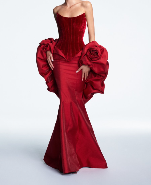 Vesper Strapless Floral Puff Detail Corset Maxi Dress - Hot fashionista