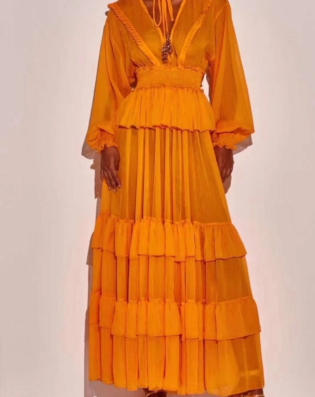 Hot Fashionista Whitney Long Frill Maxi Dress