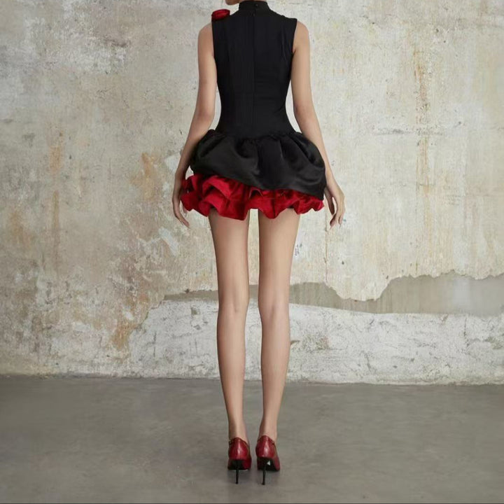 Winter Flower Appliqué Mini Dress - Hot fashionista