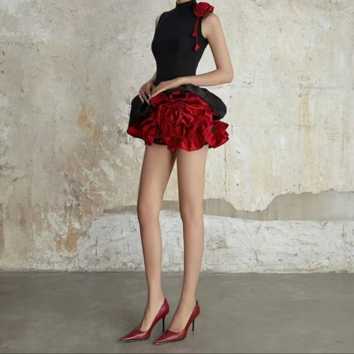 Winter Flower Appliqué Mini Dress - Hot fashionista