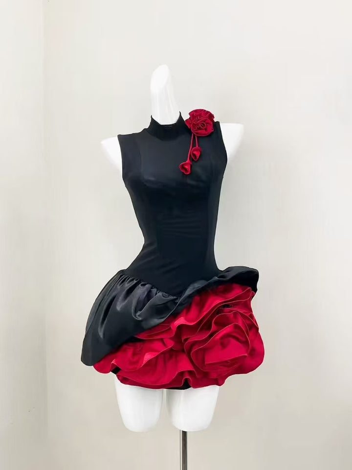 Winter Flower Appliqué Mini Dress - Hot fashionista