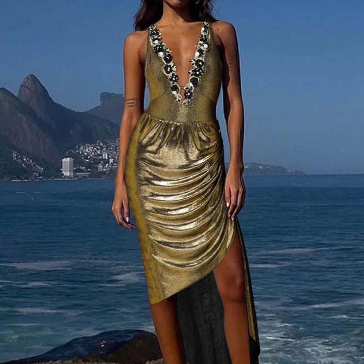 Yara Metallic Embroidery Swimsuit & Midi Skirt Coord Set - Hot fashionista