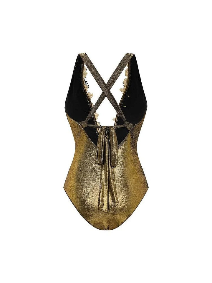 Yara Metallic Embroidery Swimsuit & Midi Skirt Coord Set - Hot fashionista