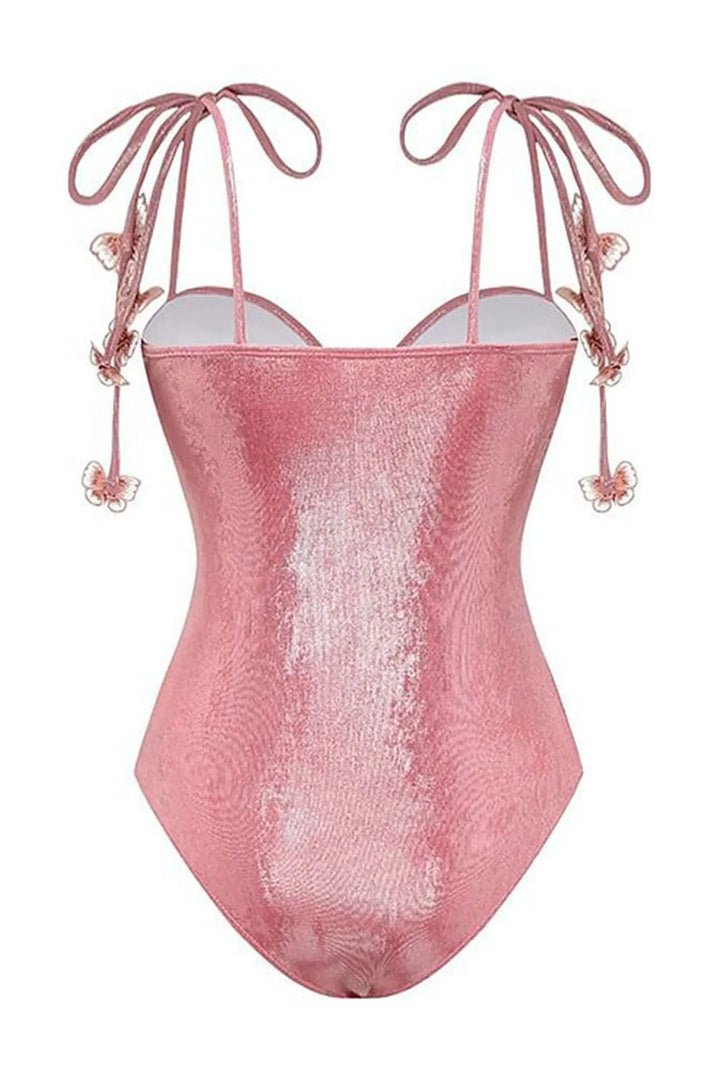 Zaniyah Butterfly Applique One-Piece and Maxi Skirt Swim Set - Hot fashionista