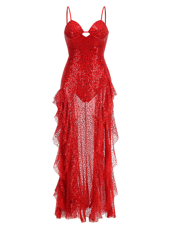 Zariah Spaghetti Strap Sequin Midi Dress - Hot fashionista