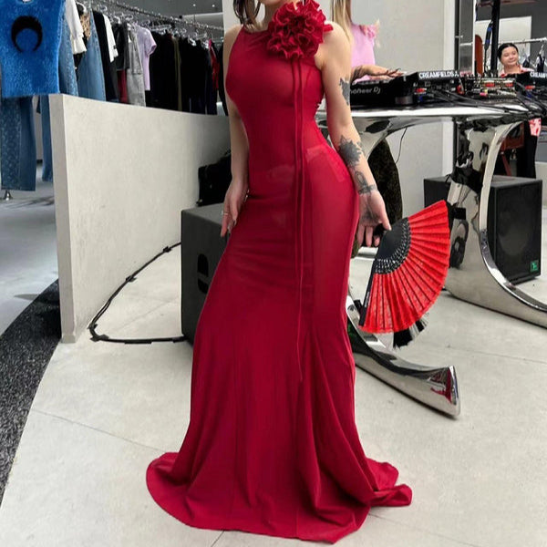 Zayra Round-Neck Floral Detail Maxi Dress - Hot fashionista