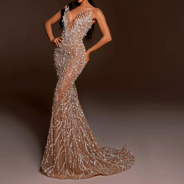 Zella Crystal Beaded Mermaid Dress - Hot fashionista