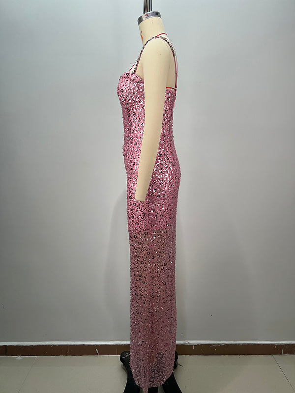 Zyana Column Chiffon Spaghetti Straps Sleeveless Maxi Dress - Hot fashionista