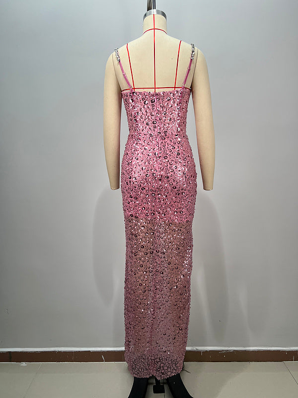 Zyana Column Chiffon Spaghetti Straps Sleeveless Maxi Dress - Hot fashionista