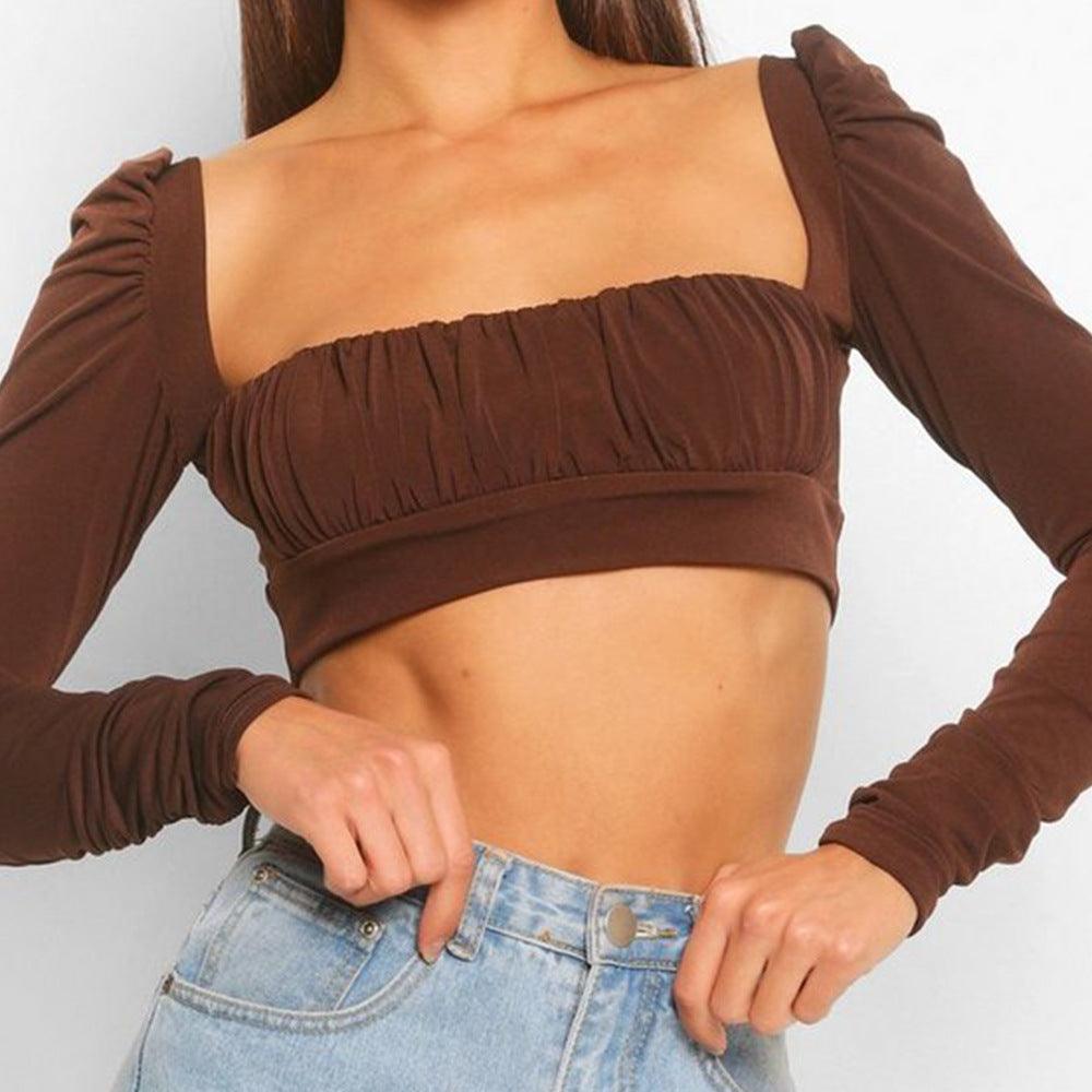 Hot Fashionista Aniyah Square Neck Solid Crop Top