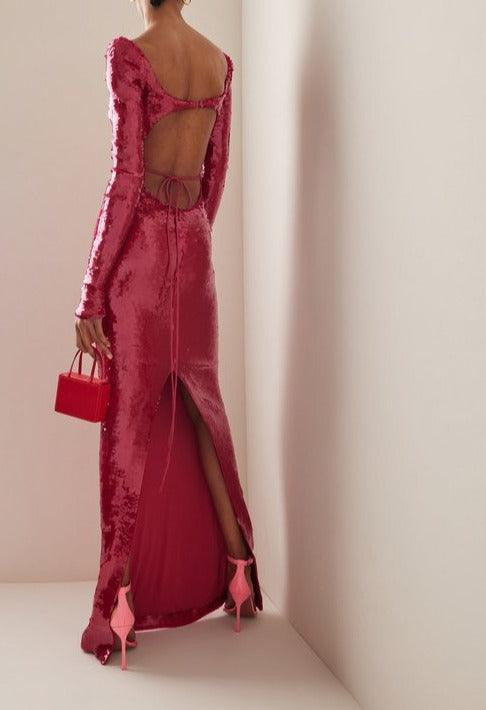 Briana Cut-Out Sequin Maxi Dress