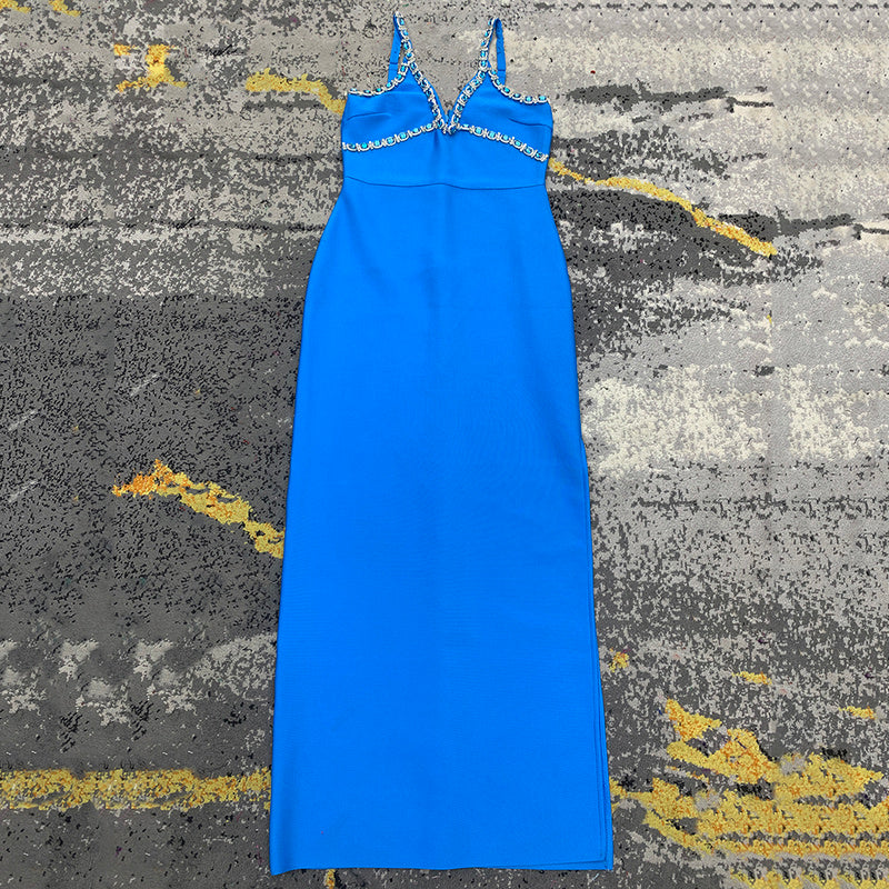 Helen Spaghetti Strap V Neck Maxi Dress