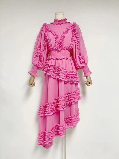 Callie Asymmetric Ruffle Maxi Dress - Hot fashionista