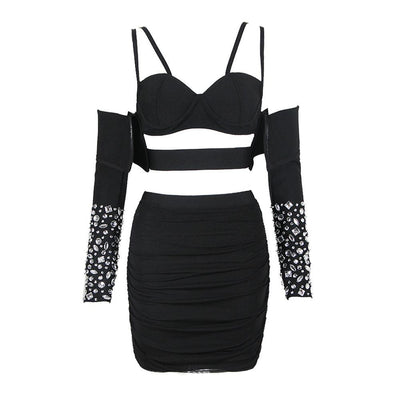 Candice Solid Strappy Crop Top & Skirt Set - Hot fashionista