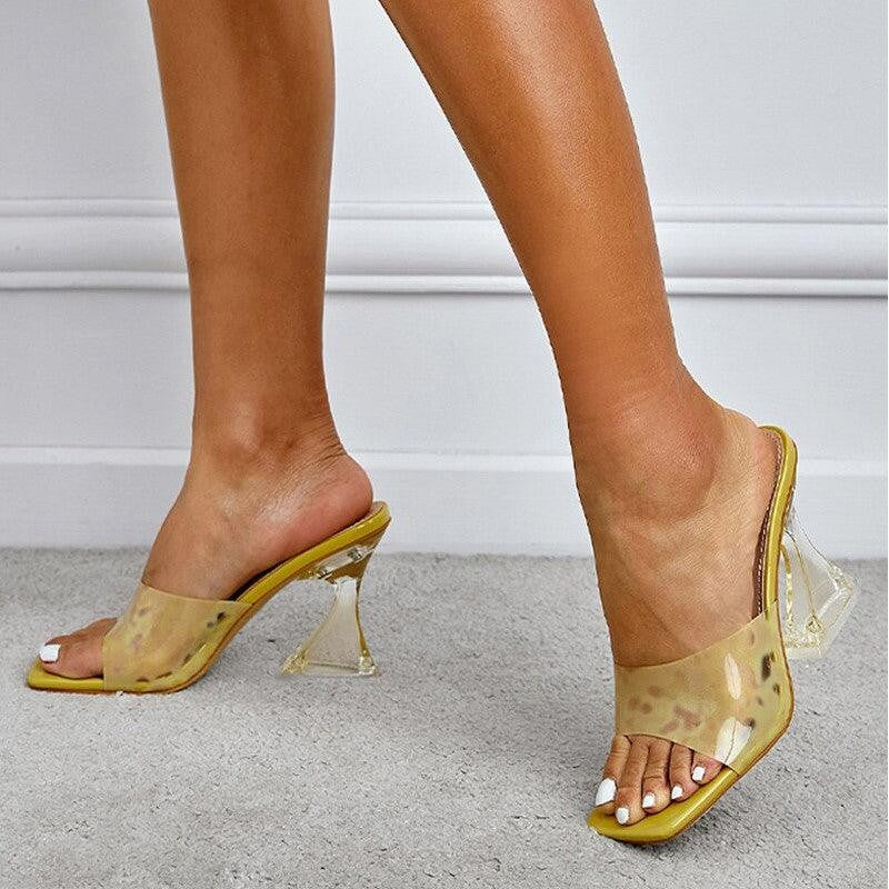 Hot Fashionista Casey Square Toe Slip-On Strange Style High Heels Sandals
