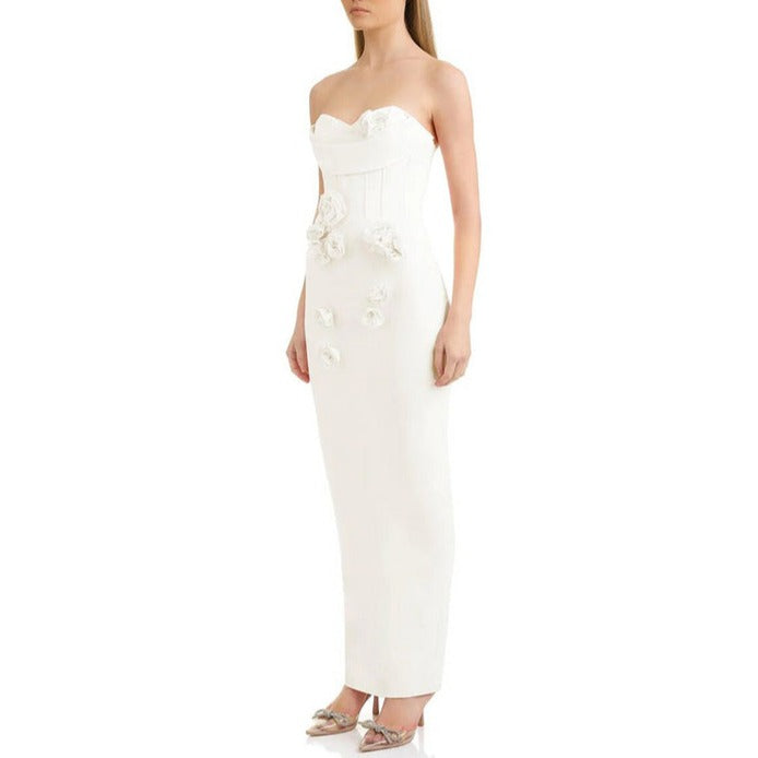 Lesley Off Shoulder White Flower Maxi Dress - Hot fashionista