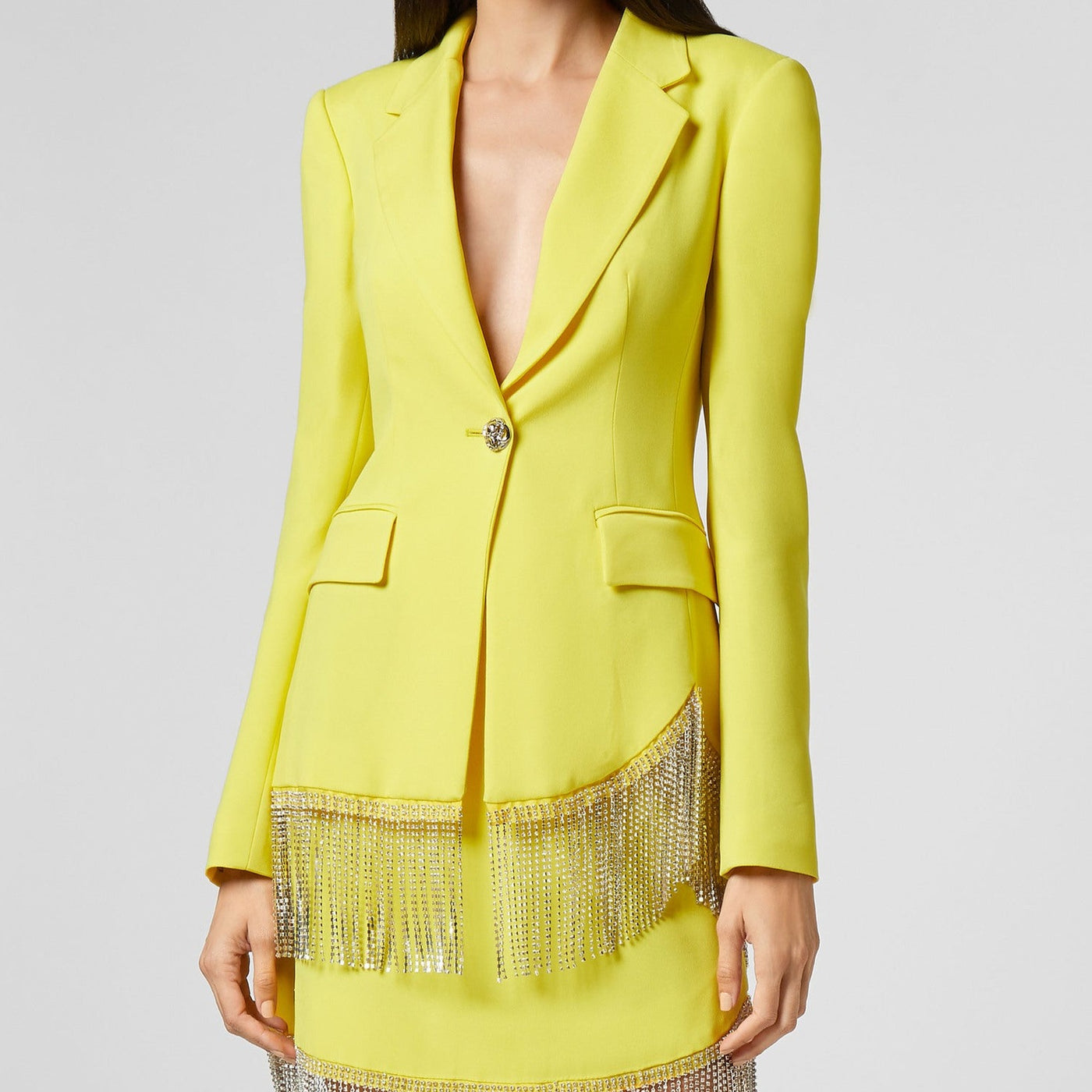 Sophia Full Color Crystal Fringe Blazer Suit - Hot fashionista